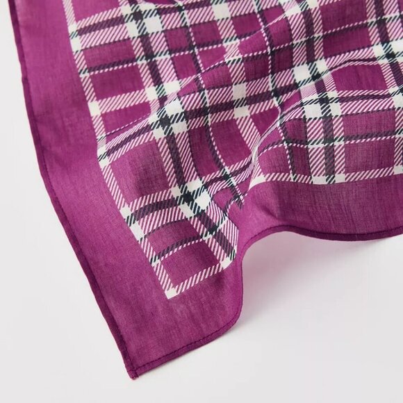 NWT Urban Outfitters Purple Plaid Square Scarf Bandana - Picture 3 of 4